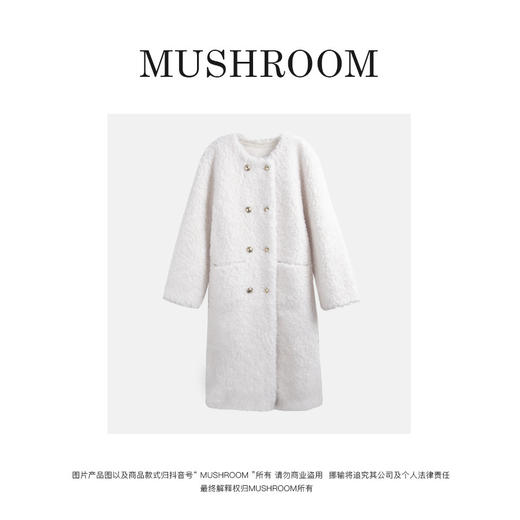 金蘑菇菇【甜心奶羊】高定初剪羊毛长款保暖真毛气质宽松麂皮外套 商品图2