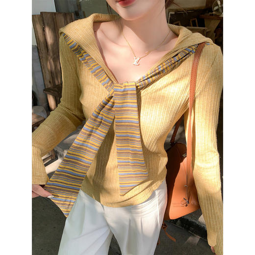 <曾小咸推荐>韩系气质披肩长袖t恤上衣女 商品图4