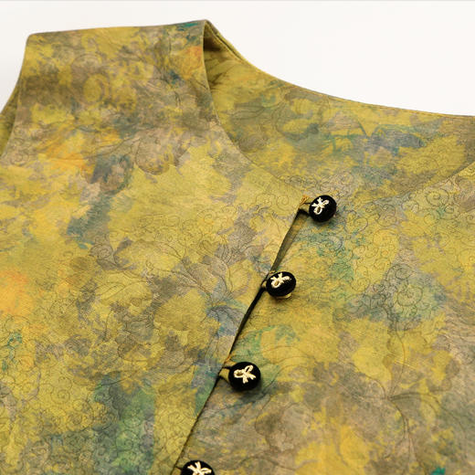 RE803斯尔丽26新款国风金丝绒弹力改良旗袍式连衣裙搭配印花马甲套装 商品图5