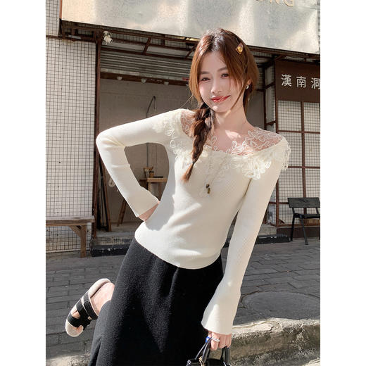 <曾小咸推荐>现货秒杀 ！微信超特价！韩系蕾丝花边针织衫 日常179.99 立减100 秒杀79.99！！ 商品图2