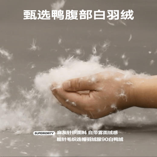 NPC潮牌立体肌理感坑条纹粗针毛织连帽羽绒服90白鸭绒NP38DJ31 商品图4