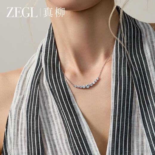 ZEGL微笑弧度系列银色项链女轻奢小众高级感锆石锁骨链百搭配饰品 商品图2