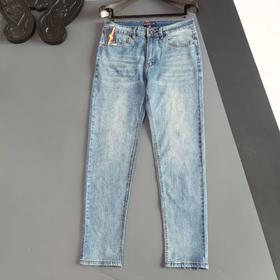 F010912新款男士个性潮派小标刺绣水洗休闲牛仔裤