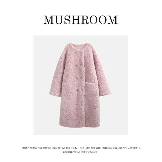 金蘑菇菇【甜心奶羊】高定初剪羊毛长款保暖真毛气质宽松麂皮外套 商品图1