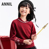 【新潮翻领提花毛衣】女童新年红保暖锁温含羊毛纤维细腻毛衣春季新款安奈儿童装EG614693 商品缩略图0