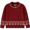 【新潮翻领提花毛衣】女童新年红保暖锁温含羊毛纤维细腻毛衣春季新款安奈儿童装EG614693 商品缩略图6