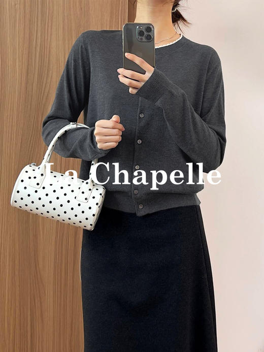 拉夏贝尔/La Chapelle圆领花边针织衫！气质温柔百搭假两件针织开衫 商品图4