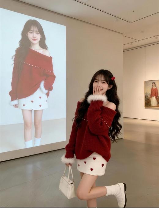 新年一字肩珍珠毛毛毛衣-纪念日百货门店同款168898660 商品图1