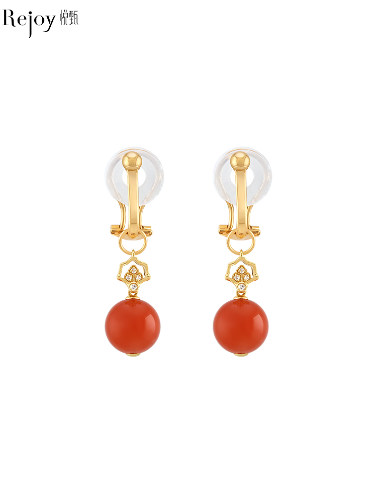 【天猫同款】耳扣款-密扇-18K南红耳夹