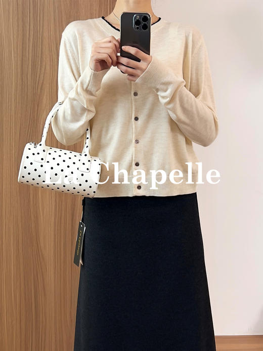 拉夏贝尔/La Chapelle圆领花边针织衫！气质温柔百搭假两件针织开衫 商品图3