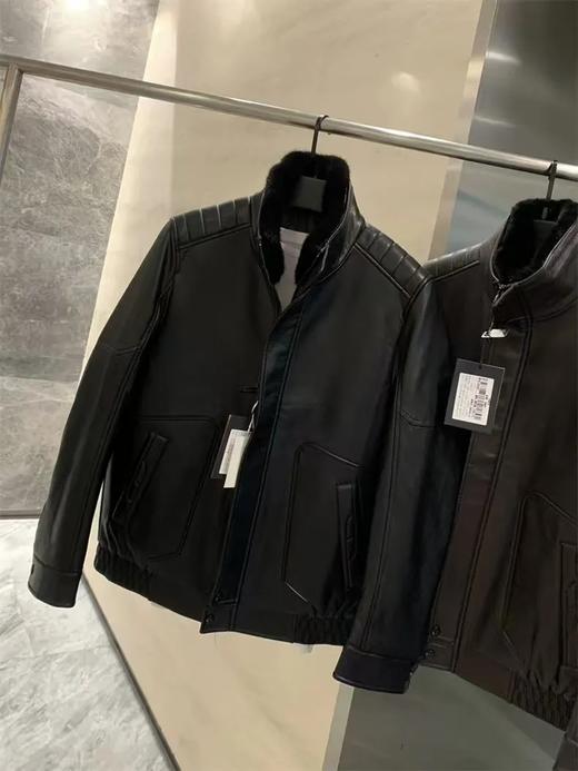 皮衣 PU皮面+羽绒混纺填充！可拆卸毛领立领/翻领皮衣 商品图3