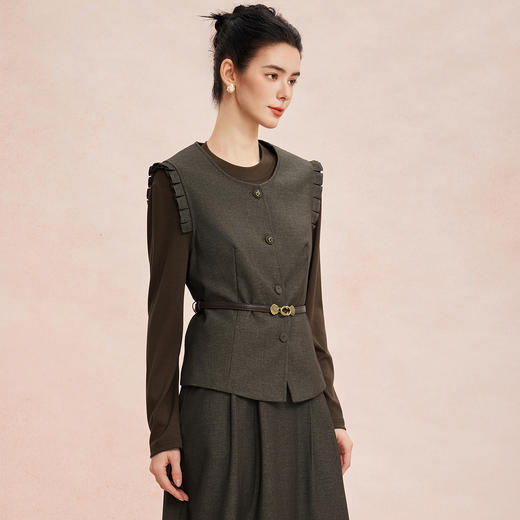 RE403斯尔丽26新款气质小香风圆领马甲搭配A型裙摆连衣裙免搭配套装 商品图7