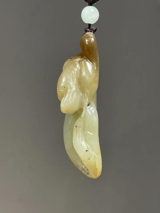 褐沁白玉雕貔貅兽吊坠，顺丰包邮 商品图7