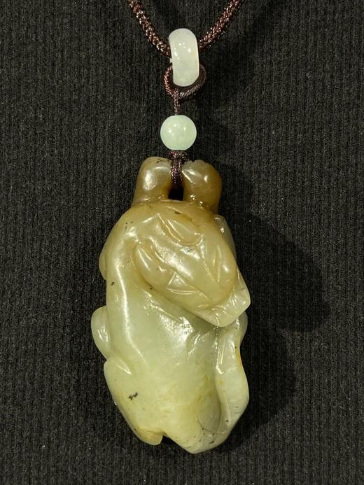 褐沁白玉雕貔貅兽吊坠，顺丰包邮 商品图11