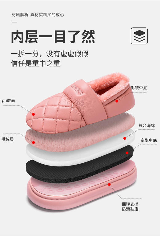 【皮革泡芙防水包根保暖鞋1027】✅  耐磨防滑老北京棉鞋、毛毛很软很舒服✅  一脚蹬穿脱比较方便，适合中老年人  鞋面不臃肿、底很厚实防滑✅  36-45码 可选 ！  男女款! 商品图1