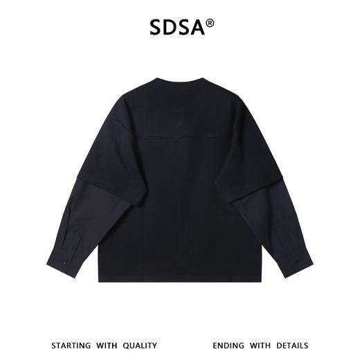 M5201SDSA男士秋冬新款痞帅男装潮牌袖子拼接圆领长袖T恤简约百搭舒适 商品图5