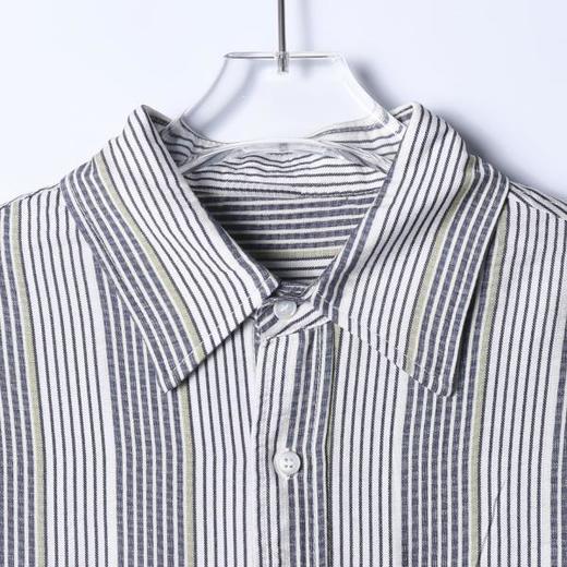 25362SDSA男士秋冬新款痞帅男装韩版撞色条纹坠感长袖衬衫百搭宽松潮 商品图2