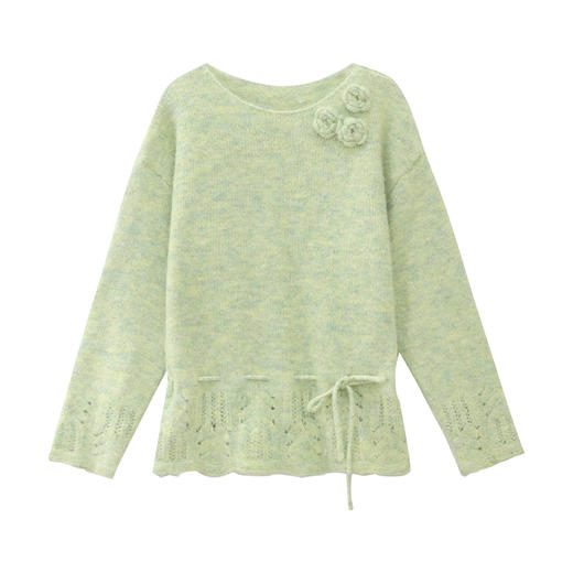 鹿向南「香草冰淇淋」冬季氛围感小清新法式绿色毛针织衣女款上衣 商品图1