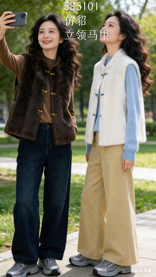 585101福利款 仿貂立领马甲 商品图1