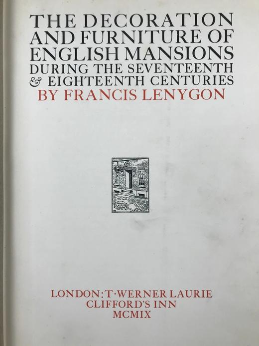 8开本 1909年 十七-十八世纪英国豪宅装饰与家具图集 约150幅插图 漆布精装 商品图3