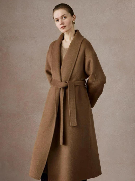 顶奢富婆战袍LP全手工制作进口绵羊毛山羊绒双面大衣 商品图0