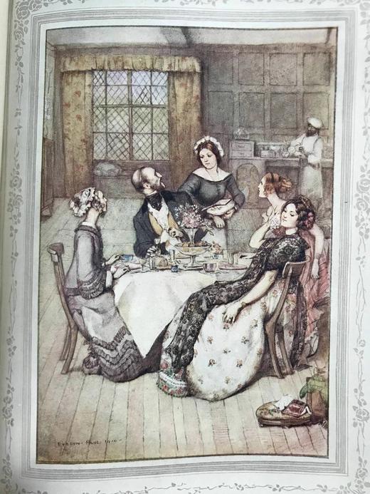 含一枚非常漂亮藏书票工坊特装本！约20世纪早期 盖斯凯尔夫人《克兰福德》 著名女艺术家伊夫林·保罗24幅彩色插图 全真皮精装32开 商品图13