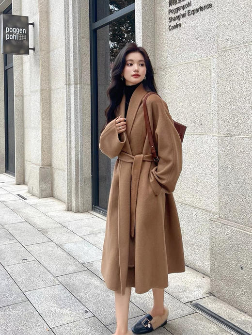 顶奢富婆战袍LP全手工制作进口绵羊毛山羊绒双面大衣 商品图5