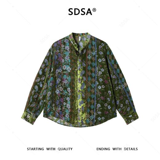 26CS06SDSA男士秋冬新款痞帅男装潮牌植绒植绒花卉立领长袖衬衫百搭休闲 商品图1