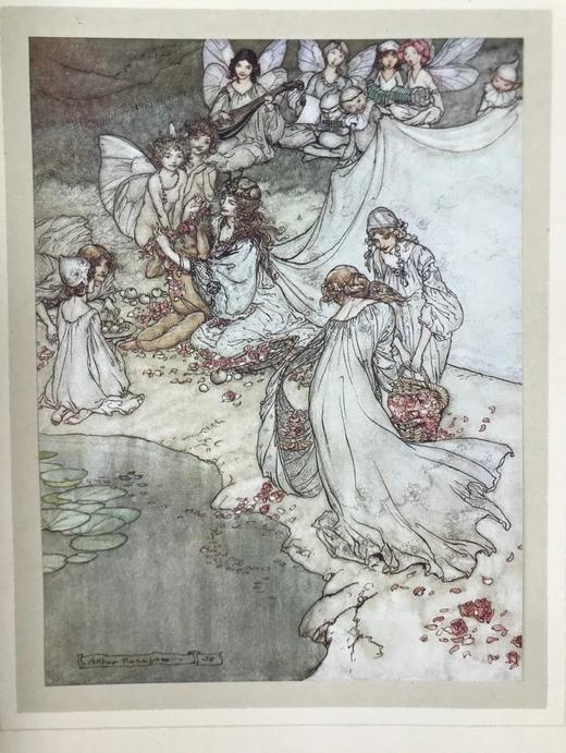 鬼才拉克姆40幅彩色手工贴图！1908年首版 莎士比亚《仲夏夜之梦》 漆布精装16开 商品图10