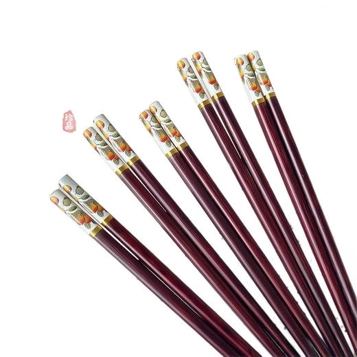 【传统中式 柿柿如意筷子】 家用中式柿柿如意筷 2025新款防霉防滑 鸡翅木加粗个人款筷子 商品图4