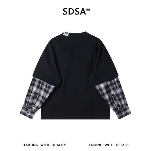 M5200SDSA秋冬新款痞帅男装美式钢印字母袖子拼接设计圆领长袖T恤百搭 商品图5