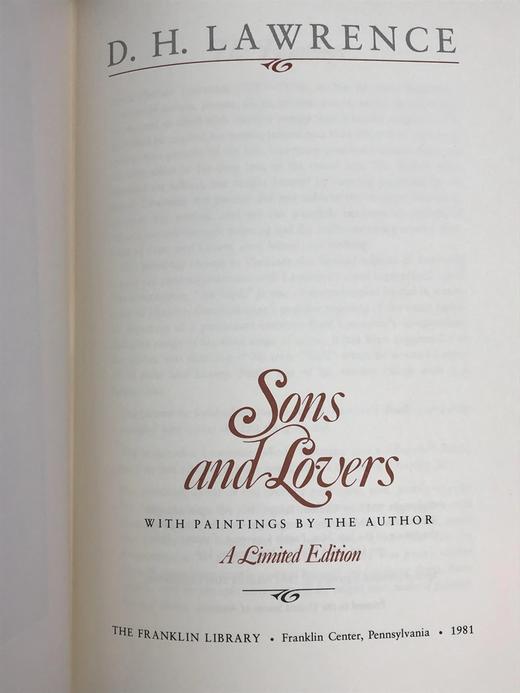 限量版！D.H. 劳伦斯《儿子与情人》 富兰克林图书馆豪华皮装本 商品图2