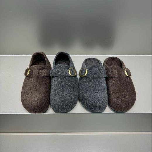 毛毛鞋！复古一脚蹬懒人加绒保暖乐福鞋！2026内增高厚底勃肯鞋博肯棉鞋女 商品图0