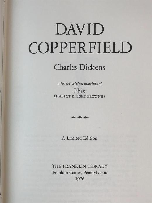 限量版！含藏书票 查尔斯・狄更斯《大卫・科波菲尔》 配插图 富兰克林图书馆豪华皮装本 商品图3