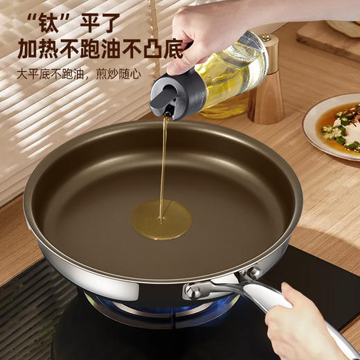 【0涂层！钛加厚平底锅】有钛无涂层平底锅 316不锈钢平底锅 家用不粘锅烙饼电磁炉专用 牛排煎蛋锅 商品图3