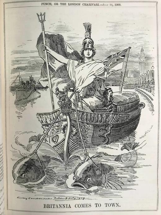 1909年7-12月 英国讽刺漫画杂志《笨拙》 数百幅插图 漆布精装16开 商品图13