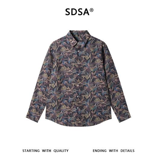 3543SDSA男士秋冬新款痞帅男装简约时尚碎花印花长袖衬衫百搭复古衬衣 商品图1