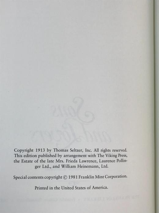 限量版！D.H. 劳伦斯《儿子与情人》 富兰克林图书馆豪华皮装本 商品图3