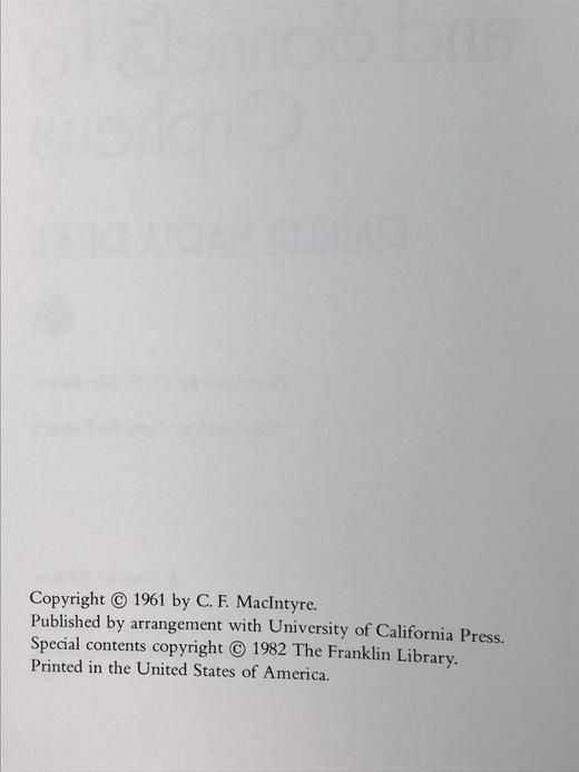 限量版！赖内・马利亚・里尔克《杜伊诺哀歌与致奥尔甫斯的十四行诗》 配插图 富兰克林图书馆豪华皮装本 商品图3