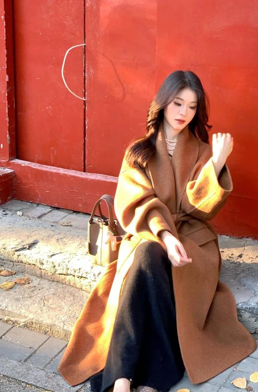 顶奢富婆战袍LP全手工制作进口绵羊毛山羊绒双面大衣 商品图7