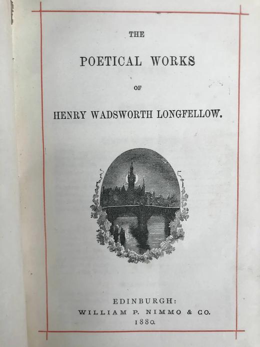 含纹章式藏书票，1880年 朗费罗诗集 配多幅插图 全真皮精装32开 商品图5