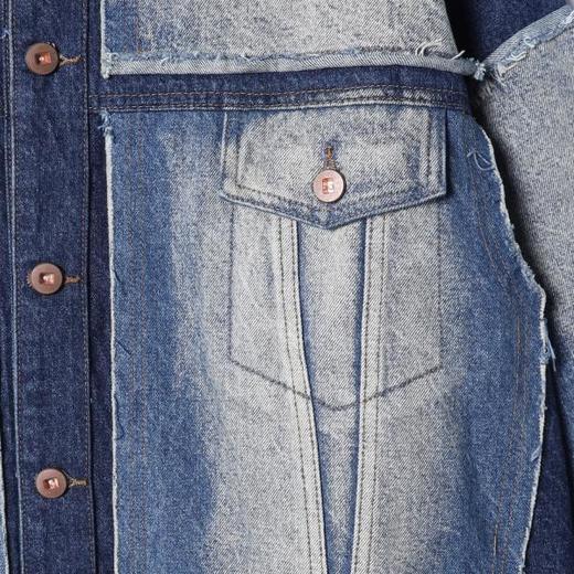 6501SDSA秋冬新款痞帅男装韩版时尚贴布撞色设计翻领牛仔夹克外套百搭 商品图3