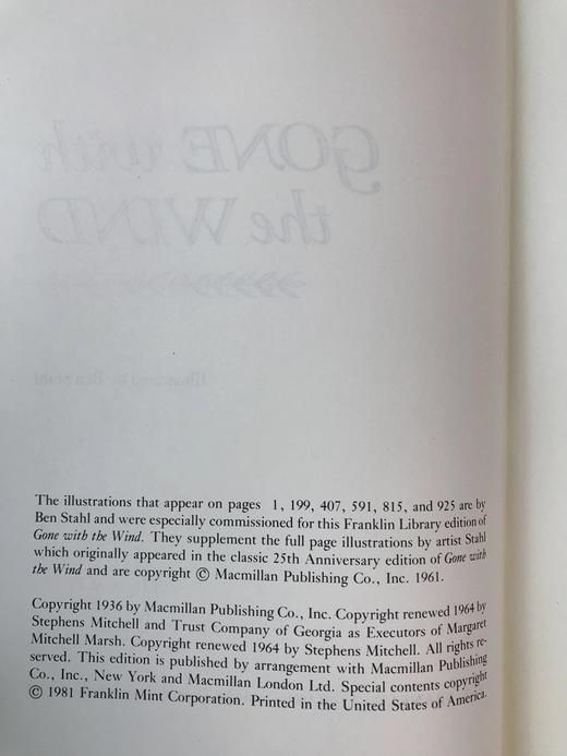 限量版！玛格丽特・米切尔《飘》配插图 富兰克林图书馆豪华皮装本 商品图3