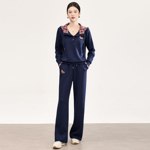 「高货wl」全新升级【铂金会员321/天猫429/差价108】(99004)洛诗琳2026春季盐系运动风连帽撞色卫衣休闲阔腿裤两件套 商品图0