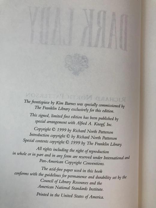 签名首版！理查德・诺斯・帕特森《黑夫人》 富兰克林图书馆豪华皮装本 商品图4