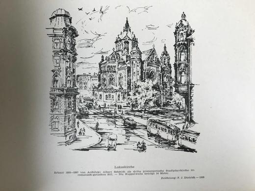 【德语】约20世纪中早期 欧洲城市建筑风光手稿画集 漆布精装大16开 商品图9