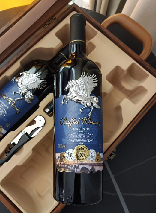 回笼资金亏清🆘线下899💰现2支礼盒168。西班牙进口🇪🇸布菲德酒庄·马恩赛斯干红葡萄酒 14.5%vol 5大酒庄奖章标识荣誉傍身 高定黄花梨pvc木纹礼盒 送礼自留皆宜 商品图1