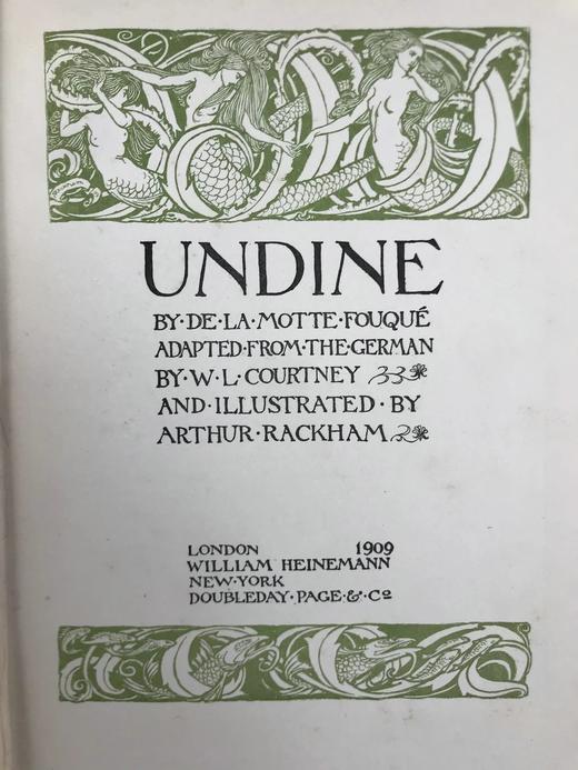鬼才拉克姆15幅彩色手工贴图！1909年 莫特·富克《水妖记》 漆布精装16开 商品图3