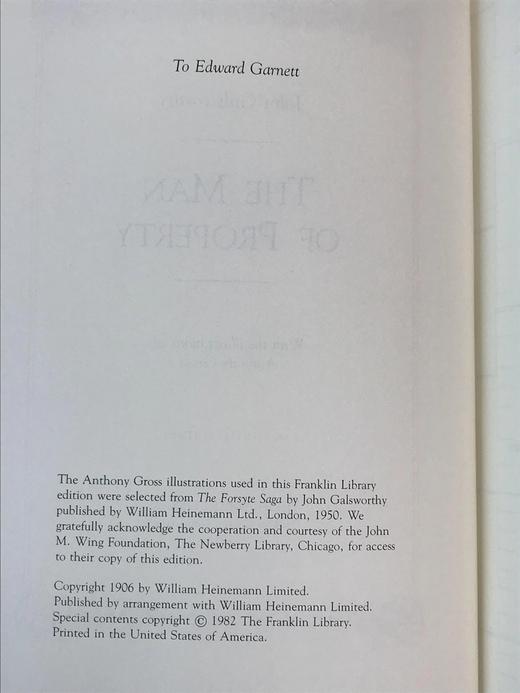 限量版！约翰・高尔斯华绥《有产业的人》 配插图 富兰克林图书馆豪华皮装本 商品图3