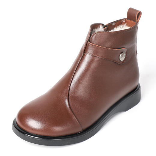 丁摩 头层牛皮雪地靴冬季新款保暖加绒复古厚底防滑软底马丁靴5ZF-7068 商品图4